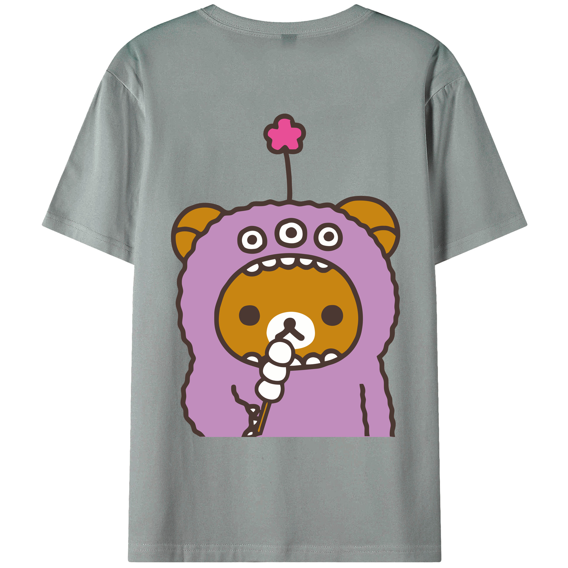 （画像用） リラックマ リラックマ キイロイトリ Rilakkuma Korilakkuma Kiiroitori 綿100％ メンズ半袖Tシャツ（バックプリント） 通気性